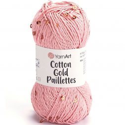 Пряжа Yarnart COTTON GOLD PAILLETTES 7108 т.пудра (5 мотков)