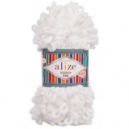 Пряжа Alize PUFFY FINE 55 белый (5 мотков)
