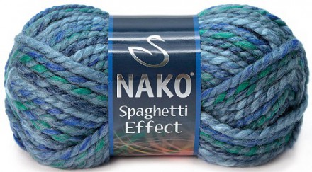 Пряжа Nako SPAGHETTI EFFECT 7602 джинс/изумруд