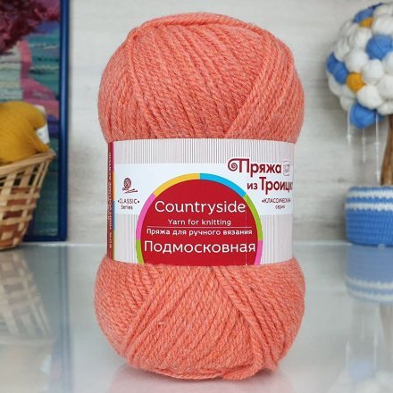 Пряжа Троицкая ПОДМОСКОВНАЯ 396 настурция (10 мотков)