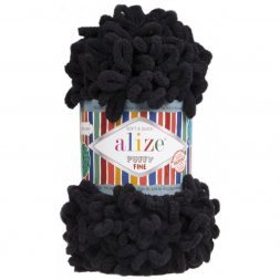 Пряжа Alize PUFFY FINE 60 черный (5 мотков)