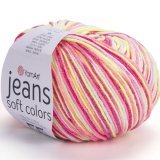 Пряжа Yarnart JEANS SOFT COLORS 6214 вишня/коралл/сал (10 мотков)