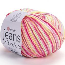 Пряжа Yarnart JEANS SOFT COLORS 6214 вишня/коралл/сал (10 мотков)