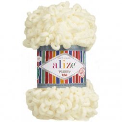 Пряжа Alize PUFFY FINE 62 молочный (5 мотков)
