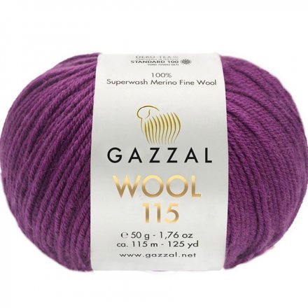 Пряжа Gazzal WOOL 115 3324 фиолет (5 мотков)