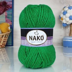 Пряжа Nako SPORT WOOL 11347 яр.зелень (5 мотков)