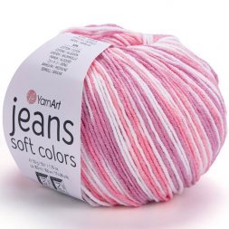 Пряжа Yarnart JEANS SOFT COLORS 6206 коралл/бел (10 мотков)