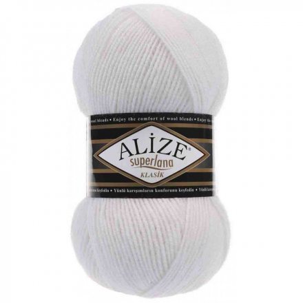 Пряжа Alize SUPERLANA KLASIK 55 белый (5 мотков)