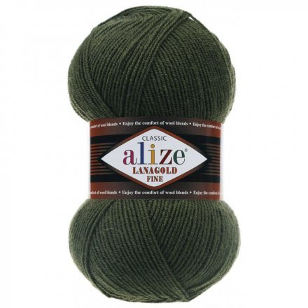 Пряжа Alize LANAGOLD FINE 29 хаки (5 мотков)