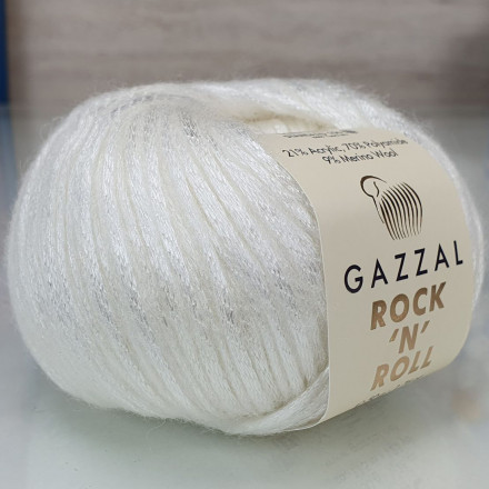 Пряжа Gazzal ROCK-N-ROLL 13733 белый (10 мотков)