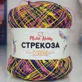 Пряжа M&amp;h СТРЕКОЗА MIDI 010 желтый/синий/розовый (1 моток)