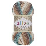 Пряжа Alize DIVA BATIK 4603 бирюза/беж/белый (5 мотков)