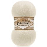 Пряжа Alize ANGORA GOLD 01 кремовый (5 мотков)