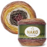 Пряжа Nako PERU COLOR 32188 кофе/бруснич/желток/оранж (4 мотка)