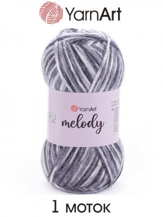 Пряжа Yarnart MELODY 905 белый/серый (1 моток)