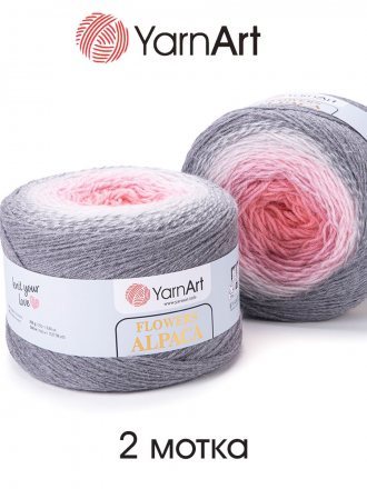 Пряжа Yarnart FLOWERS ALPACA 406 сер/роз/коралл (2 мотка)