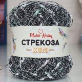Пряжа M&amp;h СТРЕКОЗА MIDI 028 черный/розовый/салат (1 моток)