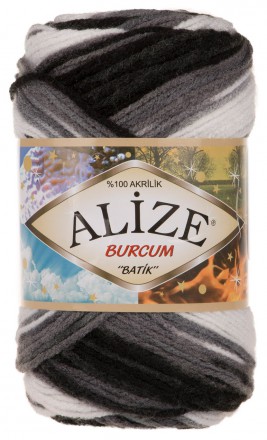 Пряжа Alize BURCUM BATIK 4428 белый/серый/черный