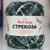 Пряжа M&amp;h СТРЕКОЗА MIDI 029 зеленый/белый/серый (1 моток)