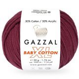 Пряжа Gazzal BABY COTTON XL 3442 бордо (5 мотков)