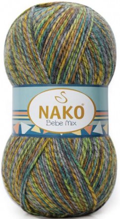 Пряжа Nako BEBE MIX 86835 салатовый меланж