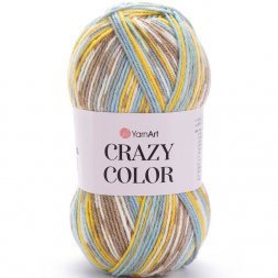 Пряжа Yarnart CRAZY COLOR 180 голубой/беж/лимон (5 мотков)