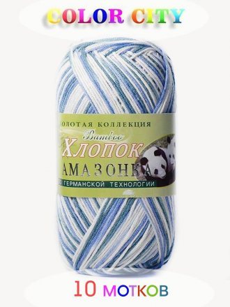 Пряжа Color City АМАЗОНКА МЕЛАНЖ 137 бел/гол/серый (10 мотков)