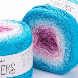 Пряжа Yarnart FLOWERS 294 бирюза/цикламен (2 мотка)