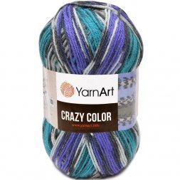 Пряжа Yarnart CRAZY COLOR 181 белый/черный/фиалка (5 мотков)