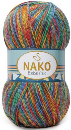 Пряжа Nako BEBE MIX 86837 радуга