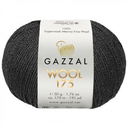 Пряжа Gazzal WOOL 175 304 черный (5 мотков)