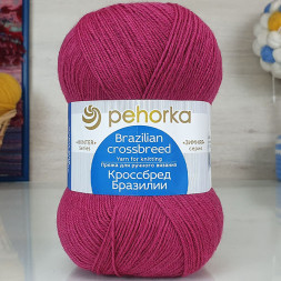 Пряжа Пехорка КРОССБРЕД БРАЗИЛИИ 439 малиновый (5 мотков)
