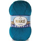 Пряжа Nako SATEN 100 10328 т.голубая бирюза (5 мотков)