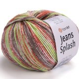 Пряжа Yarnart JEANS SPLASH 955 сер/красн/салат (5 мотков)