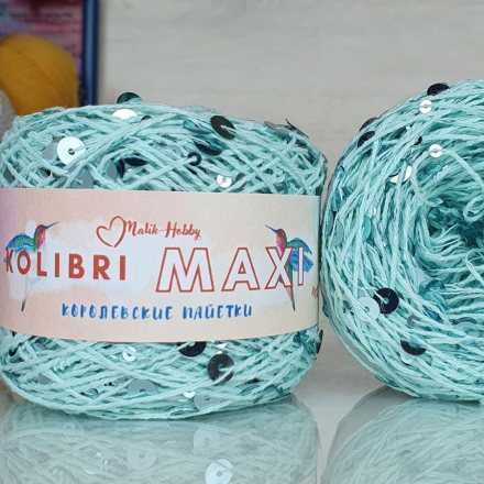 Пряжа M&amp;h KOLIBRI MAXI 060 мята с серебром (1 моток)