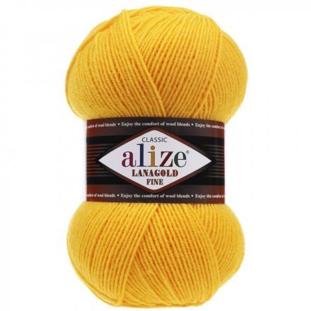 Пряжа Alize LANAGOLD FINE 216 желтый (5 мотков)