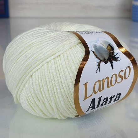 Пряжа Lanoso ALARA 901 молочный (5 мотков)