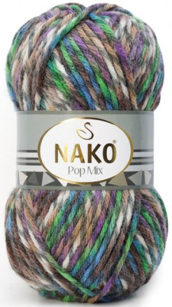 Пряжа Nako POP MIX 86751 зел/фиолет/беж